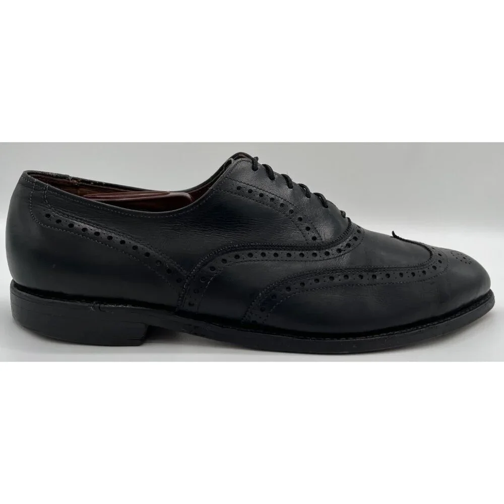 Allen Edmonds Chester Men Size 9.5 D Black Leather Wing Tip Oxford Dress Shoes